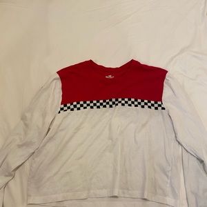 Hollister red and white long sleeve tee